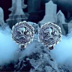 Vintage BSK Signed Knight Earrings